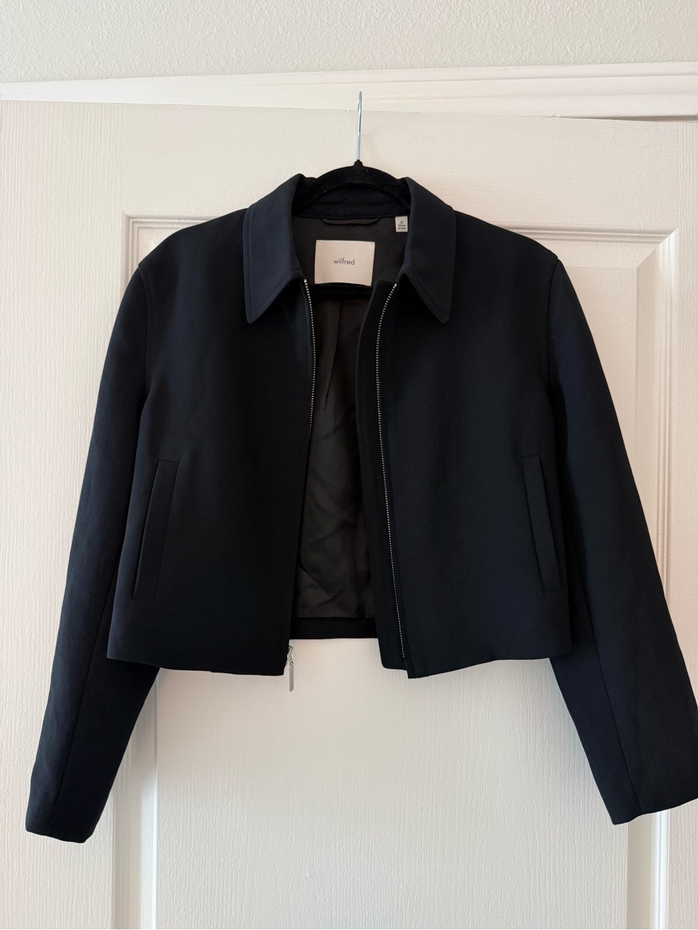 Wilfred Black Cropped Collar Zip Blazer